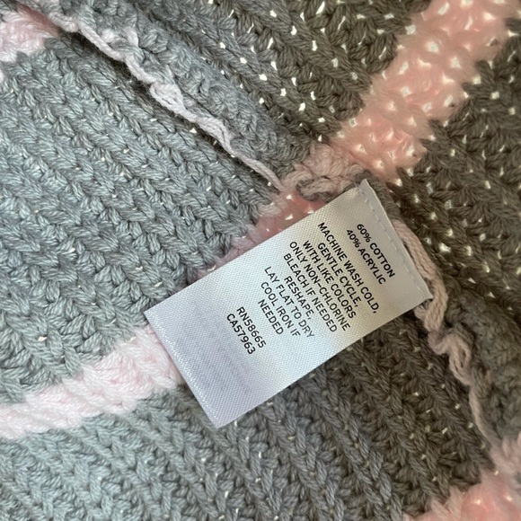 New Caslon Shaker Mock Neck Sweater In Grey- Pink Stripe - Picture 6 of 8